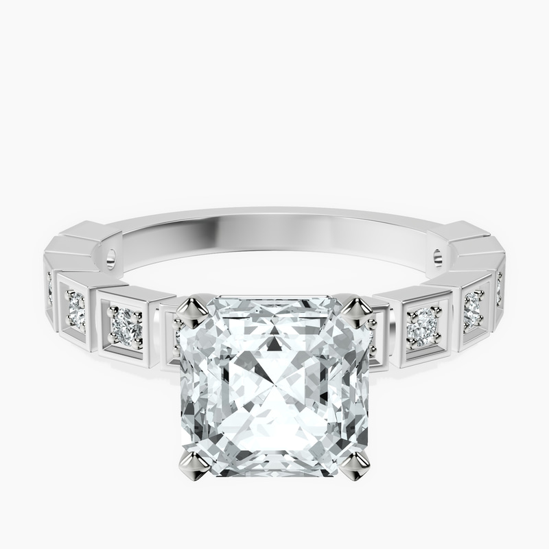 2.91 ct. asscher Cheryl Side Stone Ring in platinum rtr top