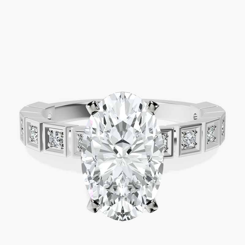 2.99 ct. oval Cheryl Side Stone Ring in 14kt white gold rtr top