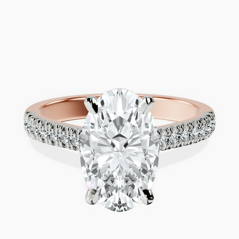 2.99 ct. oval Amy Tapered Eternity Ring in 10kt rose gold rtr top