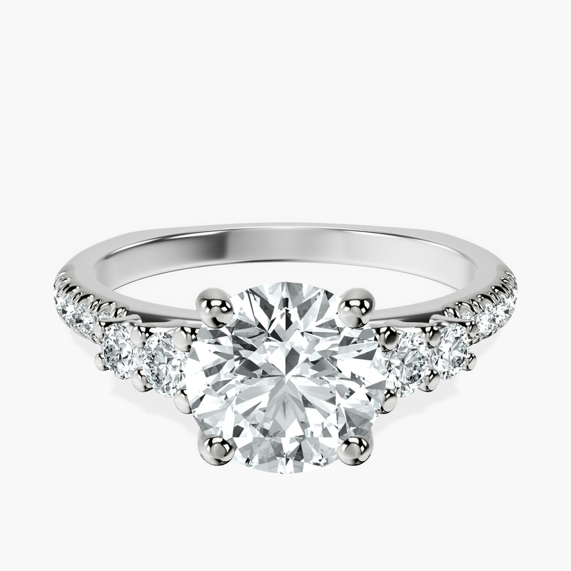 2.82 ct. round Geneva Side Stone Ring in 14kt white gold rtr top