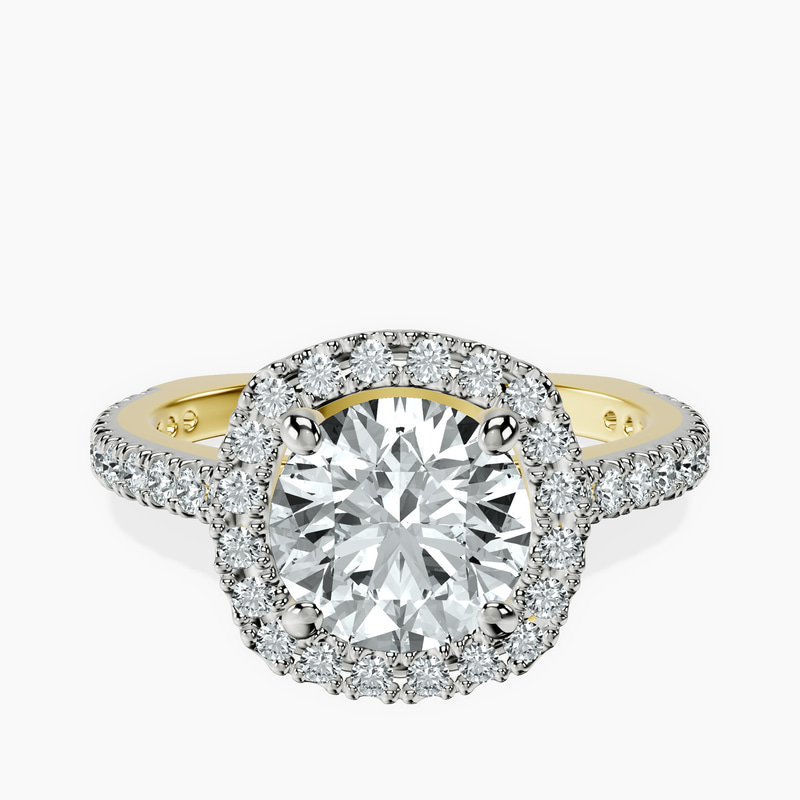 2.82 ct. round Valerie Halo Ring in 14kt yellow gold rtr top