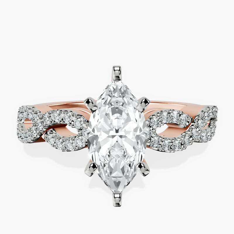 1.39 ct. marquise Lorene Twisted Shank Ring in 18kt rose gold rtr top