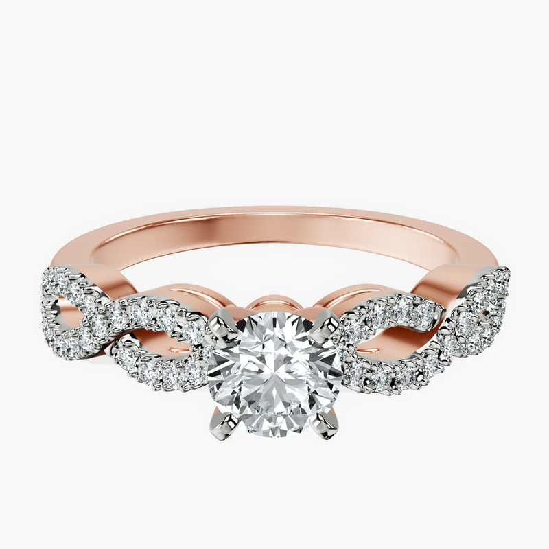 10kt Rose Gold Lorene Twisted Shank Lab Diamond Ring front image