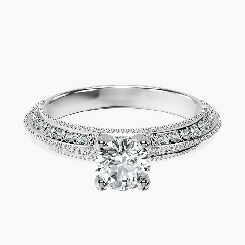 14kt White Gold Dua Side Stone Knife Edge Lab Diamond Ring front image