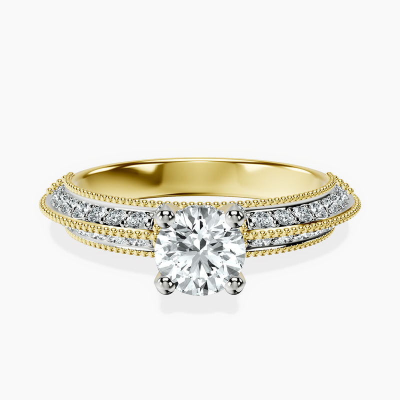 10kt Yellow Gold Dua Side Stone Knife Edge Lab Diamond Ring front image