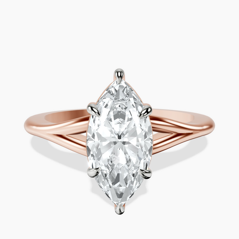 1.39 ct. marquise Cynthia Split Shank Ring in 14kt rose gold rtr top