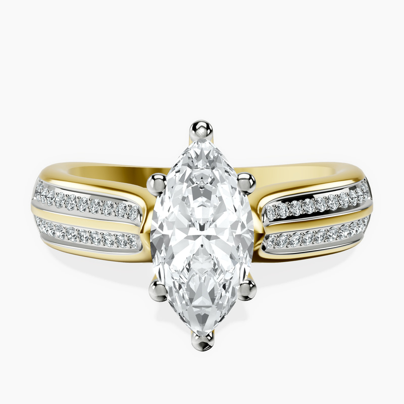 1.43 ct. marquise Sandra Side Stone Ring in 10kt yellow gold rtr top