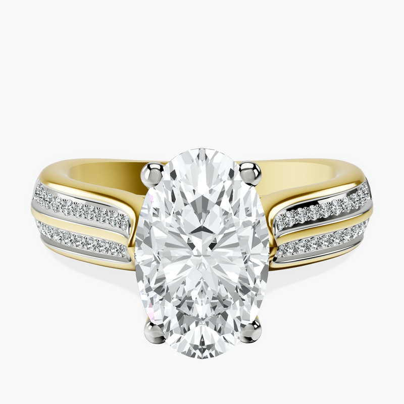 2.99 ct. oval Sandra Side Stone Ring in 10kt yellow gold rtr top