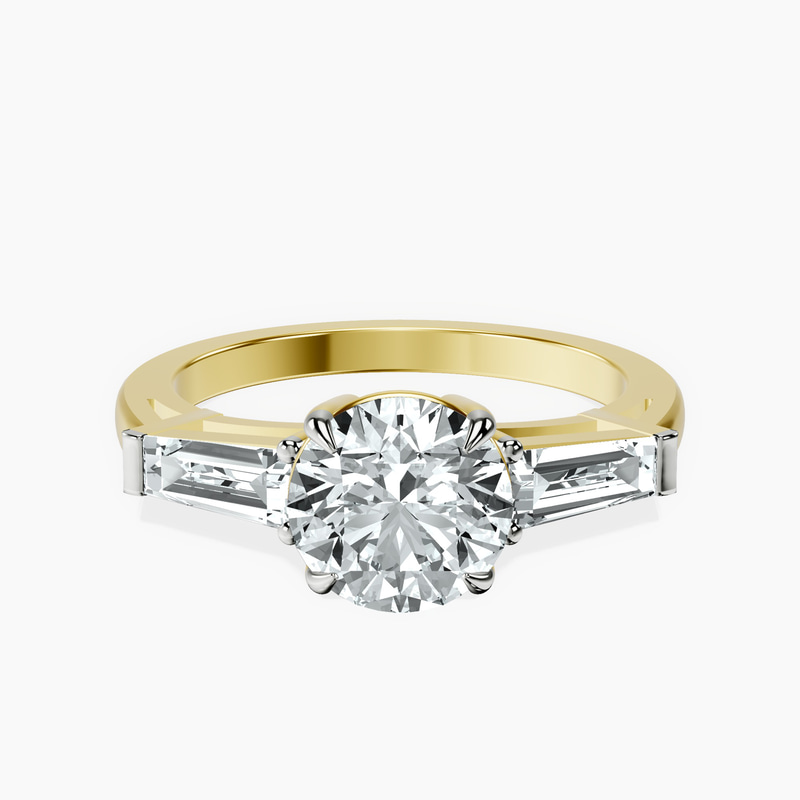 2.82 ct. round Madison Side Baguette Ring in 18kt yellow gold rtr top