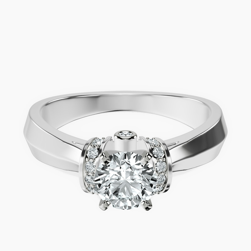 14kt White Gold Delanie Side Cuff Lab Diamond Ring front image