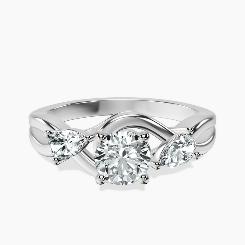 14kt White Gold Odette Three Stone Bypass Lab Diamond Ring front image