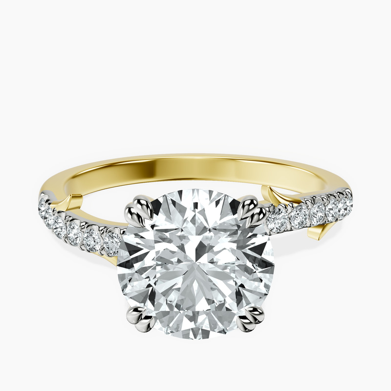 2.82 ct. round Phoebe Twigs Ring in 10kt yellow gold rtr top