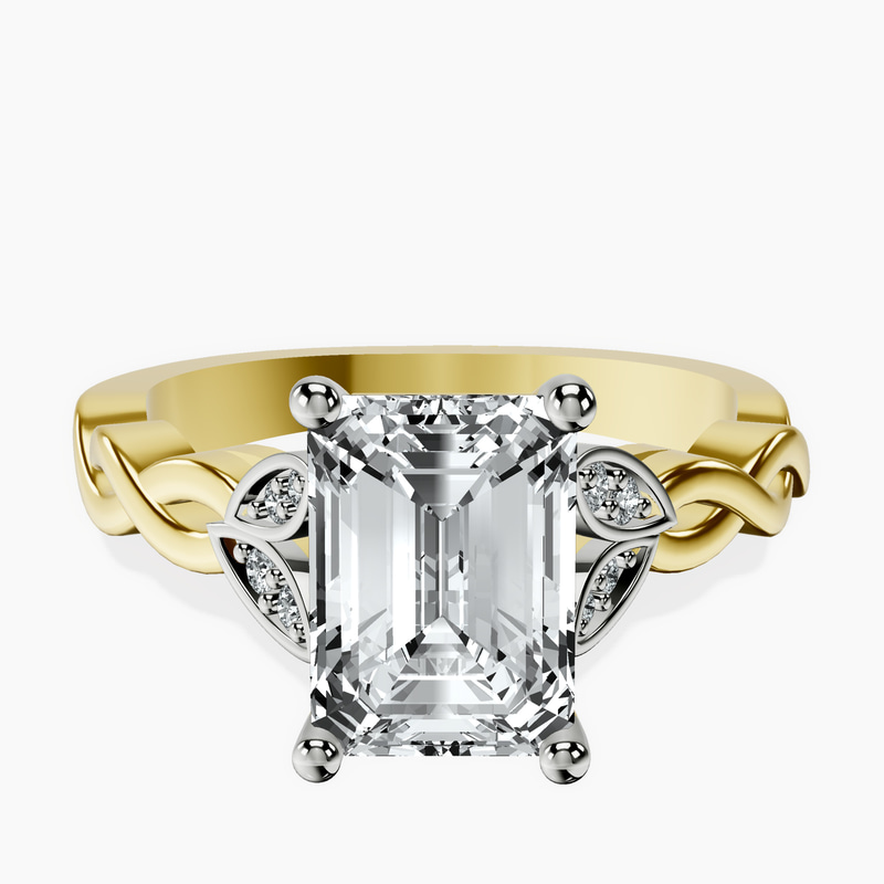 2.93 ct. emerald Letitia Side Stone Ring in 10kt yellow gold rtr top