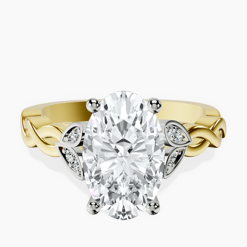 2.99 ct. oval Letitia Side Stone Ring in 18kt yellow gold rtr top