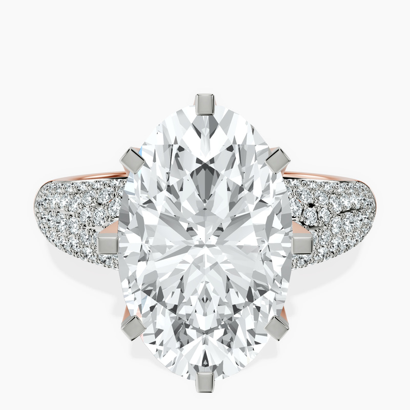 2.99 ct. oval Titania Luxe Ring in 18kt rose gold rtr top