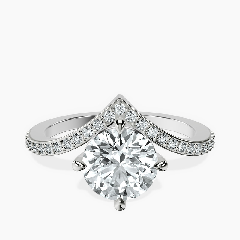 2.82 ct. round Zelda Chevron Ring in 10kt white gold rtr top