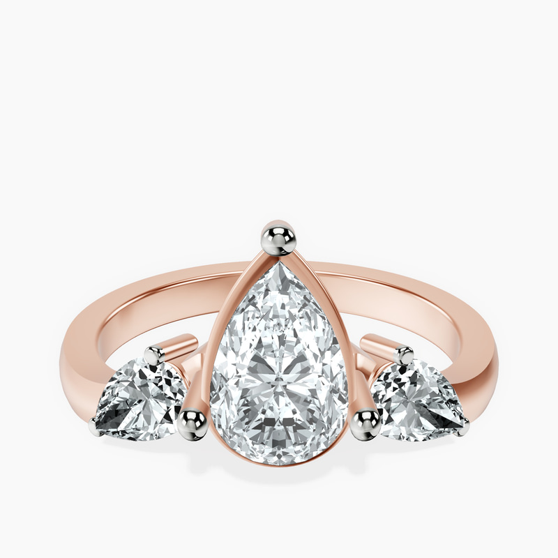 2.81 ct. pear Joella Chevron Ring in 14kt rose gold rtr top