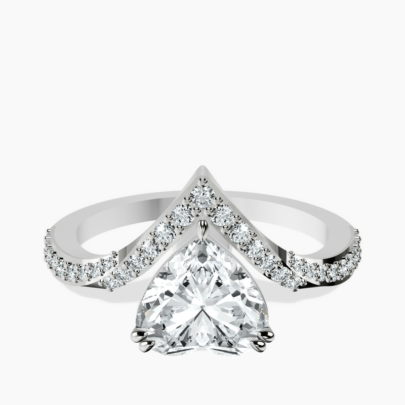 2.70 ct. heart Athena Chevron Twist Ring in 10kt white gold rtr top