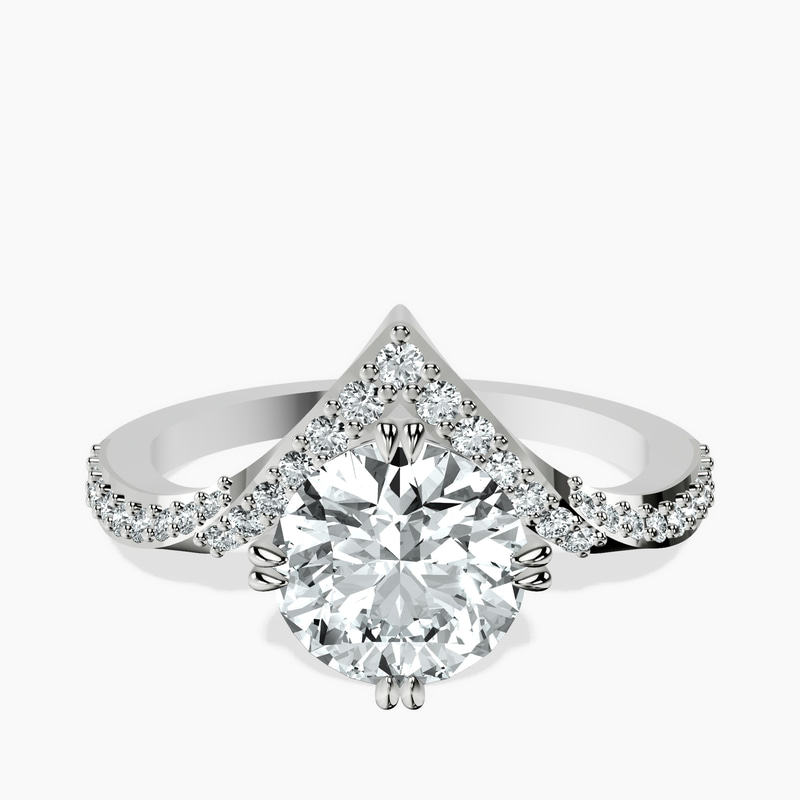 2.82 ct. round Athena Chevron Twist Ring in 18kt white gold rtr top