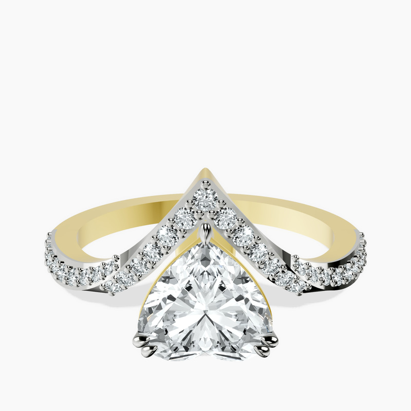 2.23 ct. heart Athena Chevron Twist Ring in 10kt yellow gold rtr top