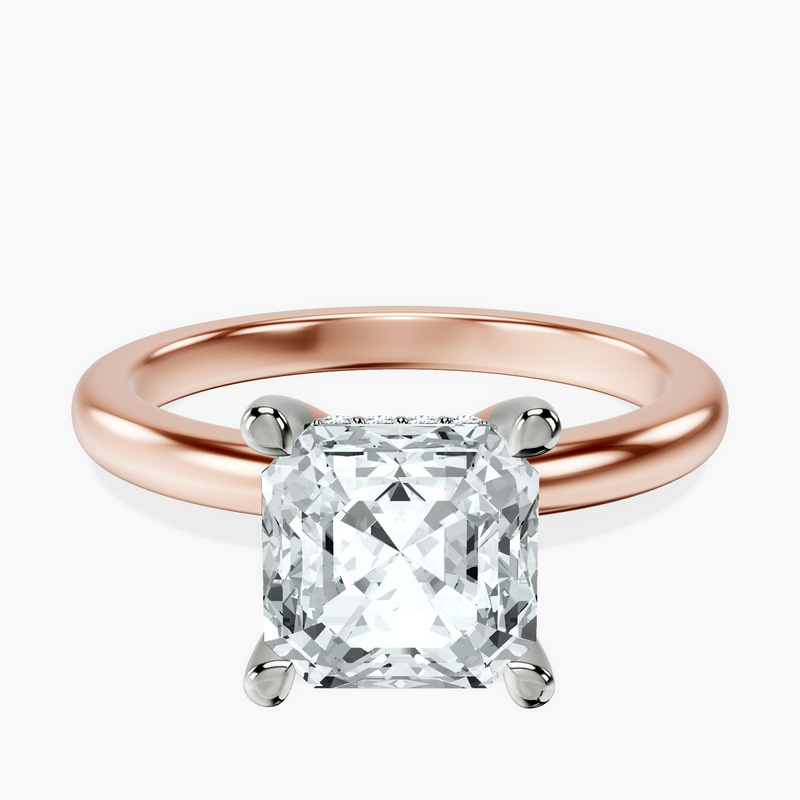 18kt Rose Gold Mildred Hidden Halo Solitaire Lab Diamond Ring front image