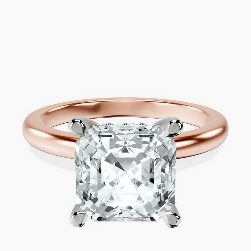 10kt Rose Gold Mildred Hidden Halo Solitaire Lab Diamond Ring front image