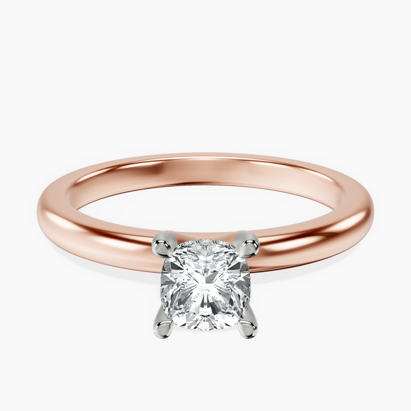 18kt Rose Gold Mildred Hidden Halo Solitaire Lab Diamond Ring front image