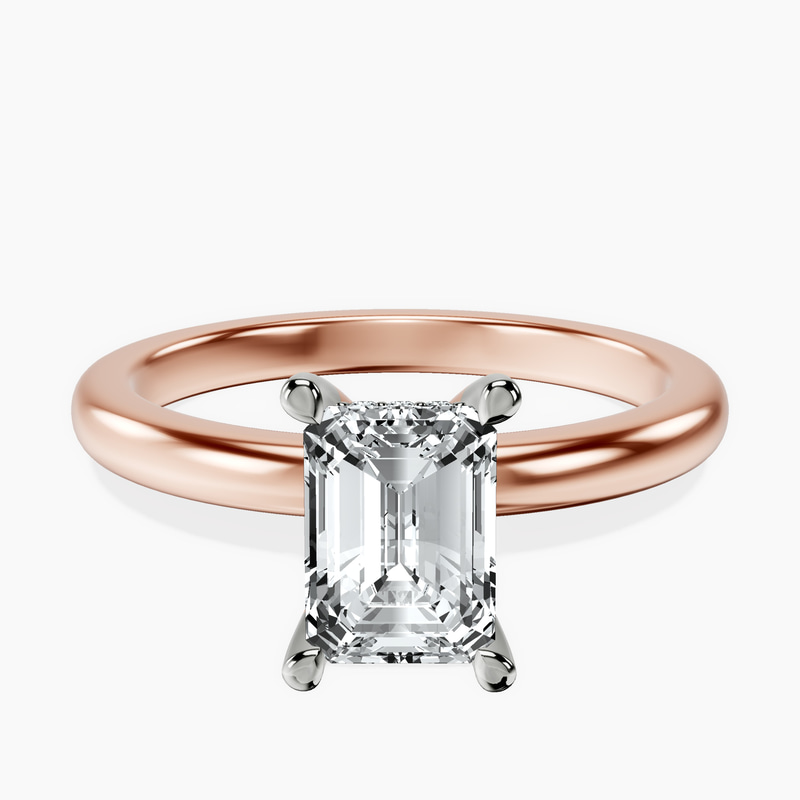 14kt Rose Gold Mildred Hidden Halo Solitaire Lab Diamond Ring front image