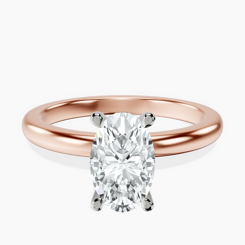 14kt Rose Gold Mildred Hidden Halo Solitaire Lab Diamond Ring front image