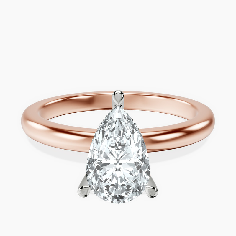 18kt Rose Gold Mildred Hidden Halo Solitaire Lab Diamond Ring front image