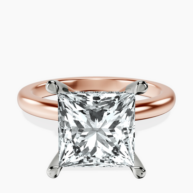 10kt Rose Gold Mildred Hidden Halo Solitaire Lab Diamond Ring front image