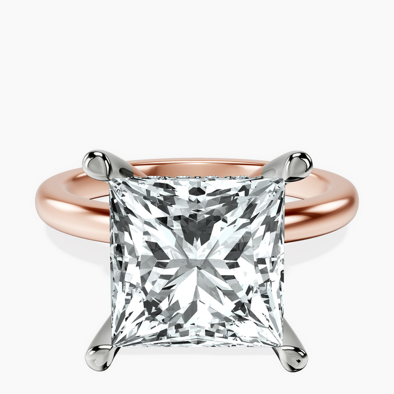 10kt Rose Gold Mildred Hidden Halo Solitaire Lab Diamond Ring front image