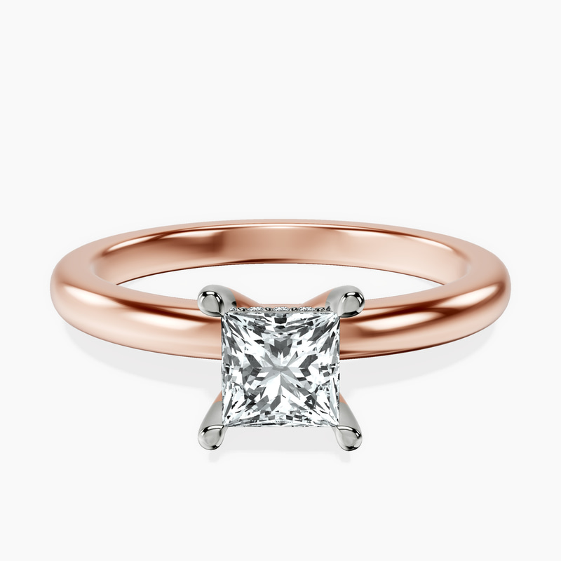 10kt Rose Gold Mildred Hidden Halo Solitaire Lab Diamond Ring front image