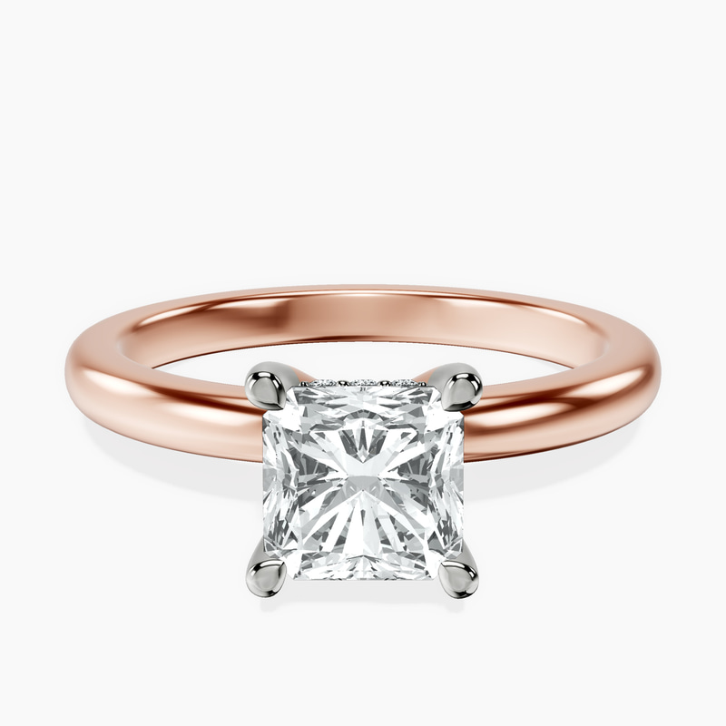 10kt Rose Gold Mildred Hidden Halo Solitaire Lab Diamond Ring front image