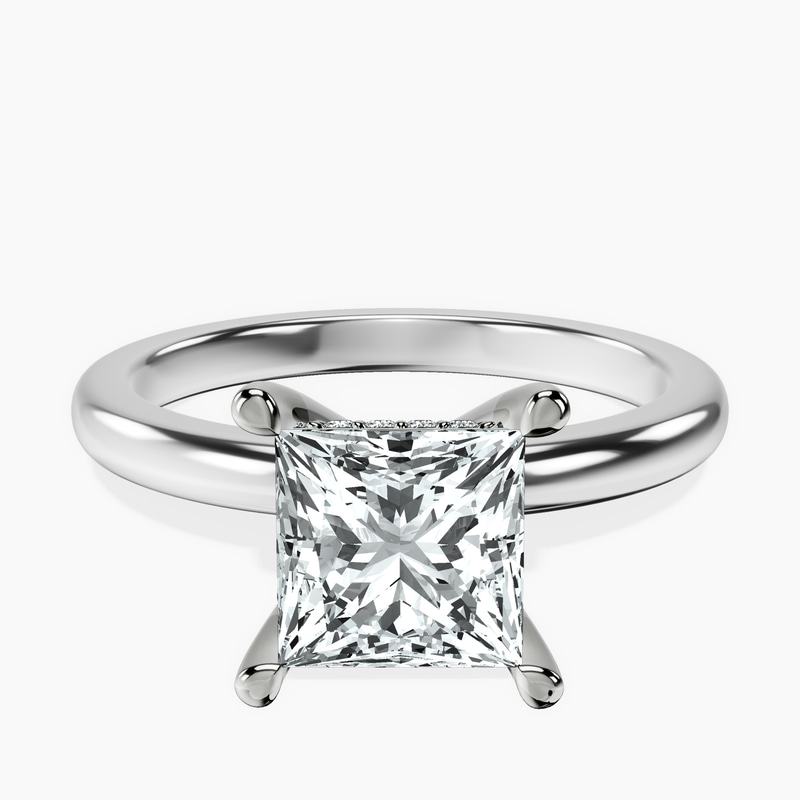 14ct White Gold Mildred Hidden Halo Solitaire Lab Diamond Ring front image