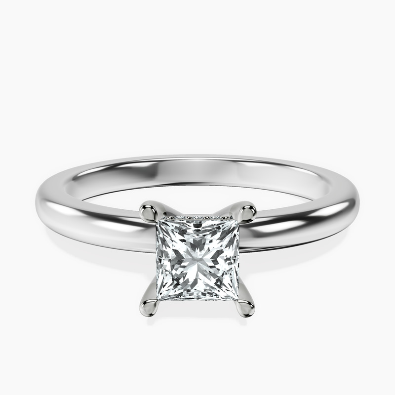 14kt White Gold Mildred Hidden Halo Solitaire Lab Diamond Ring front image