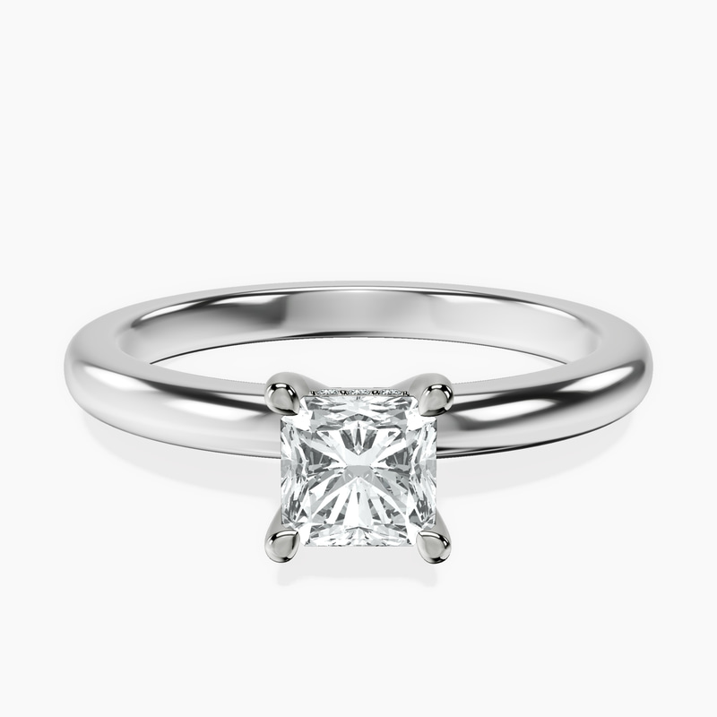 18kt White Gold Mildred Hidden Halo Solitaire Lab Diamond Ring front image