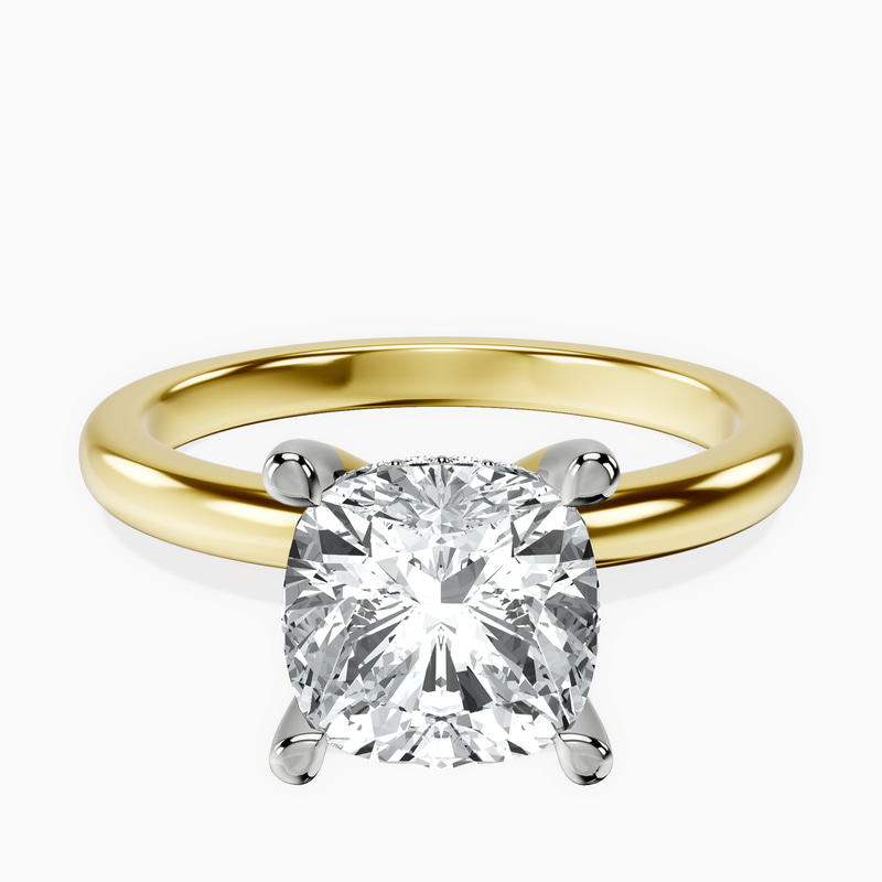 18kt Yellow Gold Mildred Hidden Halo Solitaire Lab Diamond Ring front image