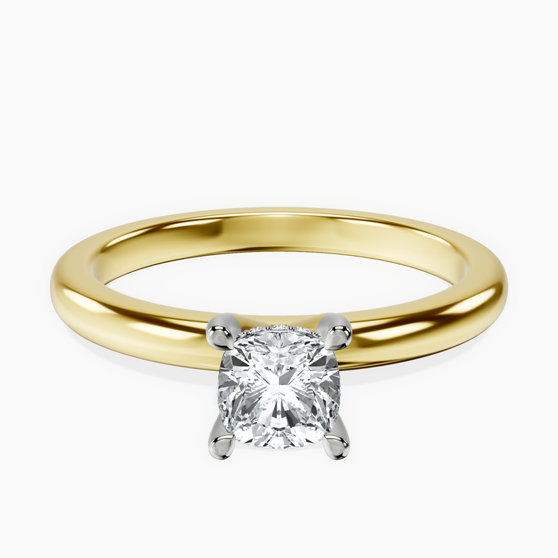 18kt Yellow Gold Mildred Hidden Halo Solitaire Lab Diamond Ring front image