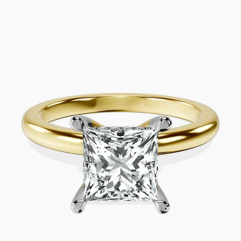 18ct Yellow Gold Mildred Hidden Halo Solitaire Lab Diamond Ring front image