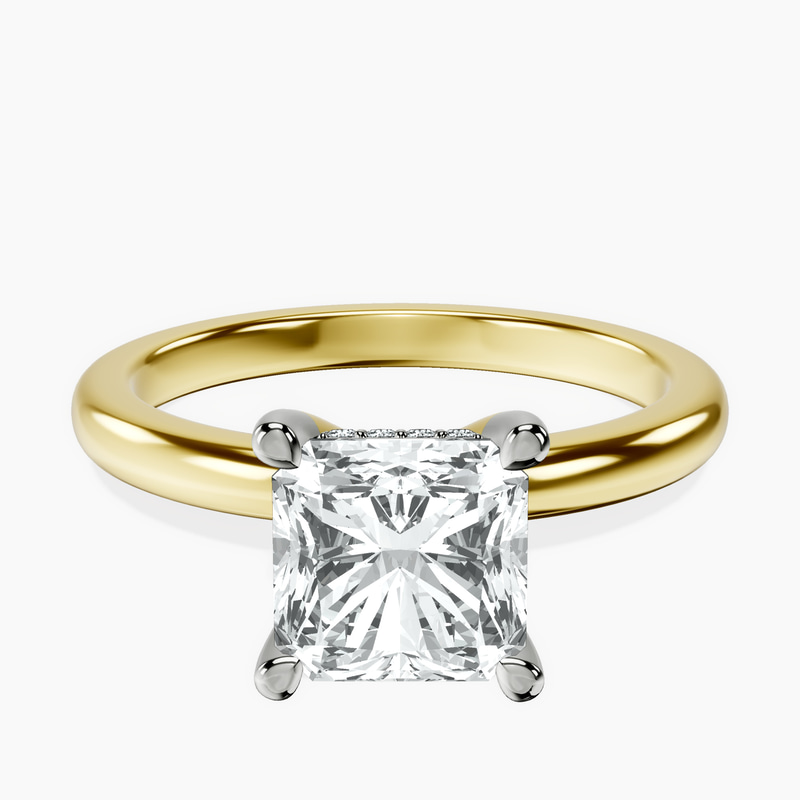 18ct Yellow Gold Mildred Hidden Halo Solitaire Lab Diamond Ring front image