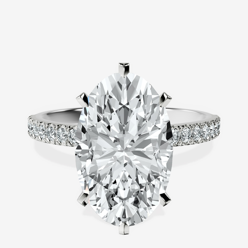 4.60 ct. oval Mereia Secret Halo Ring in platinum rtr top