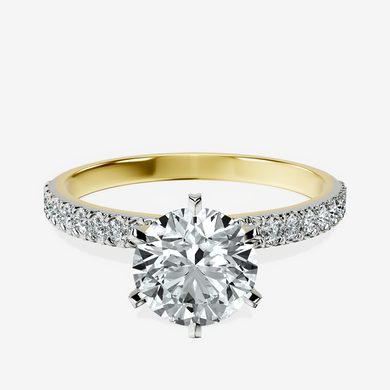 1.41 ct. round Mereia Secret Halo Ring in 10kt yellow gold rtr top