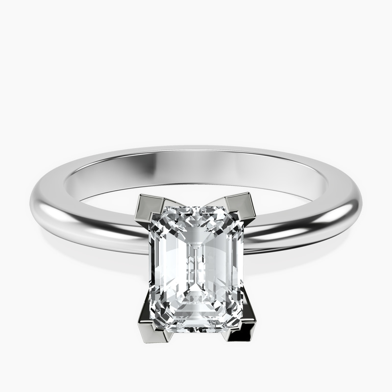 1.09 ct. emerald Cordelia Solitaire Ring in 18kt white gold rtr top