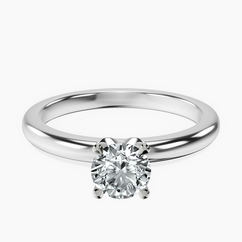 14kt White Gold Matilda Leaf Petal Solitaire Lab Diamond Ring front image