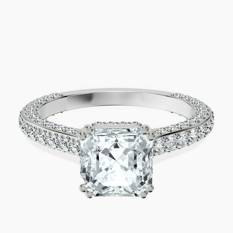18kt White Gold Eternia Criss Cross Side Halo Lab Diamond Ring front image