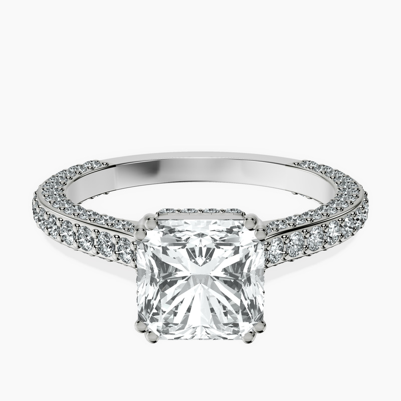 18kt White Gold Eternia Criss Cross Side Halo Lab Diamond Ring front image