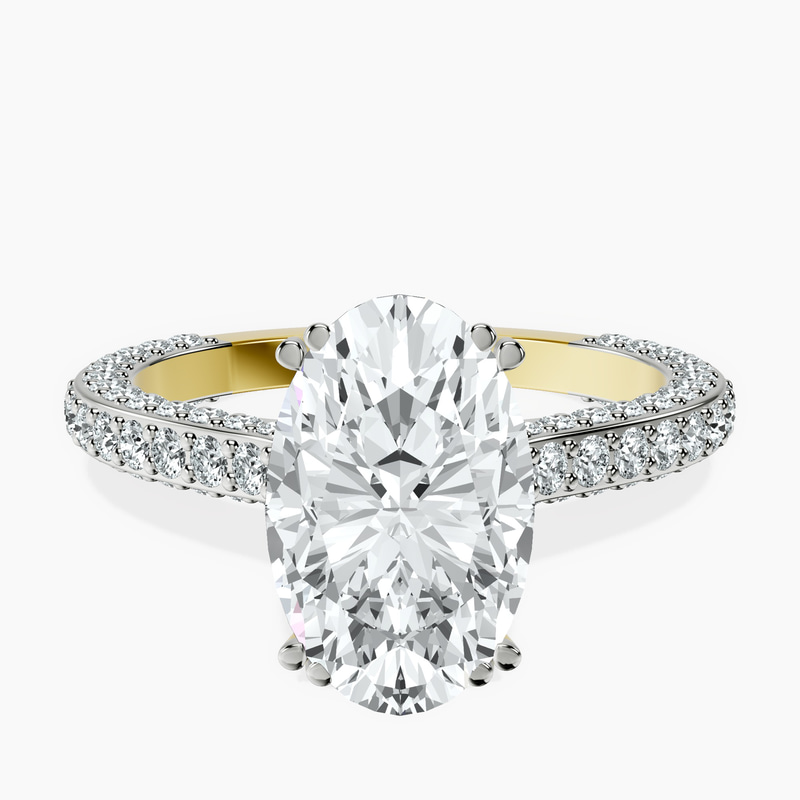 2.99 ct. oval Eternia lab diamond ring in 18kt yellow gold rtr top
