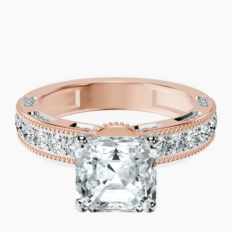14kt Rose Gold Regalia Milgrain Lab Diamond Ring front image