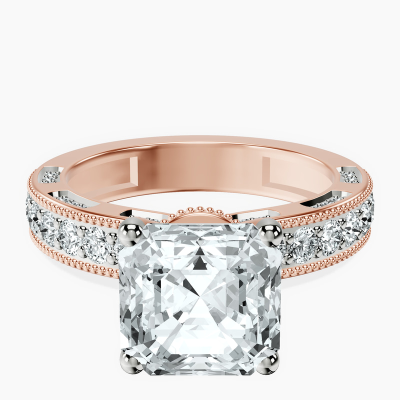 18kt Rose Gold Regalia Milgrain Lab Diamond Ring front image